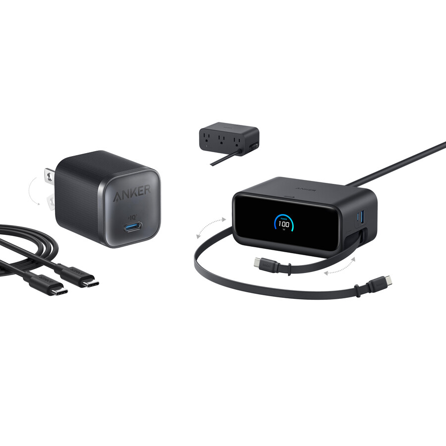 anker nano-laadstation 7-in-1 100w en anker nano-oplader 45w met kabel