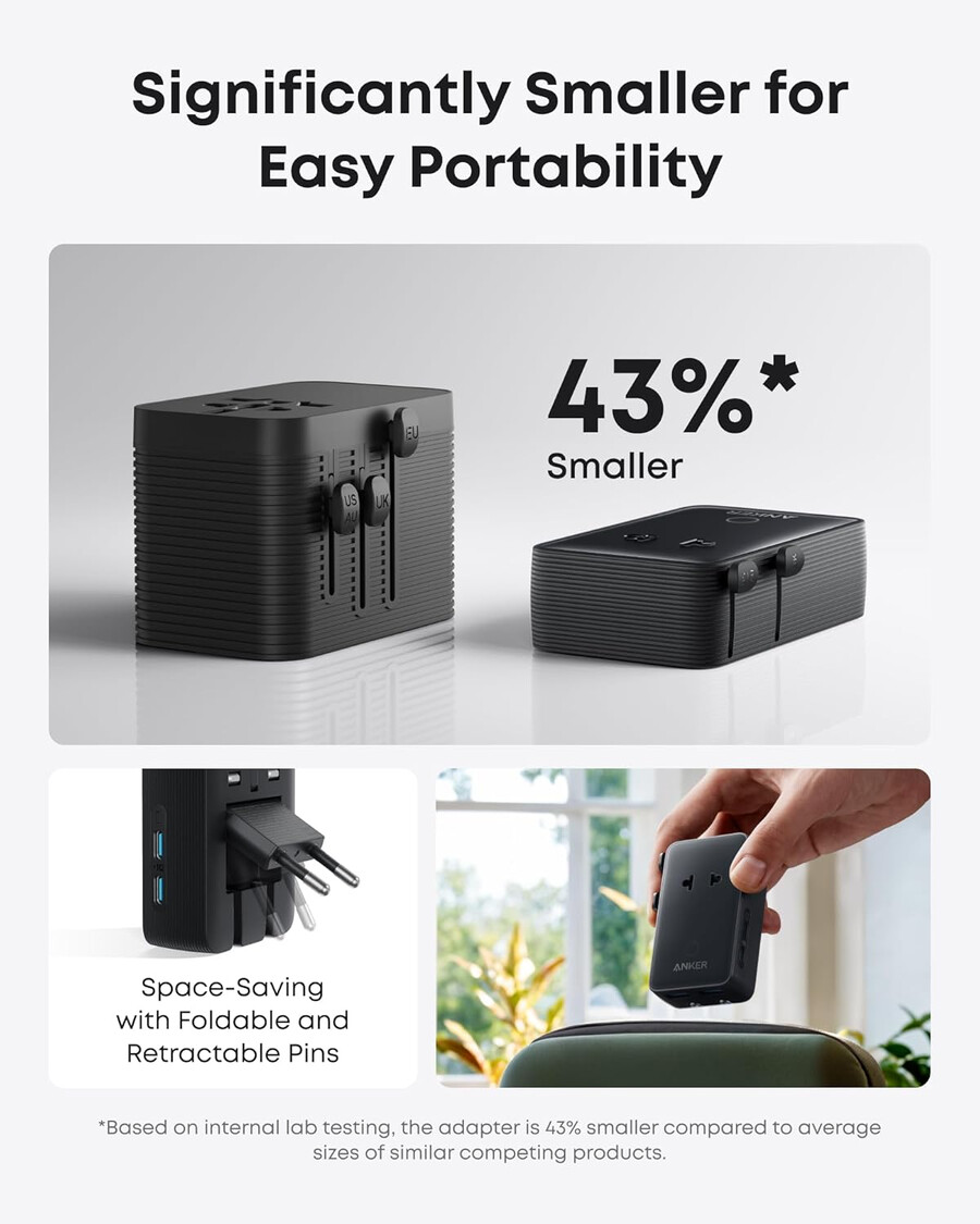 anker nano reisadapter 5-in-1 20w 1 stuk en anker nano oplader 45w met usb-c naar usb-c kabel