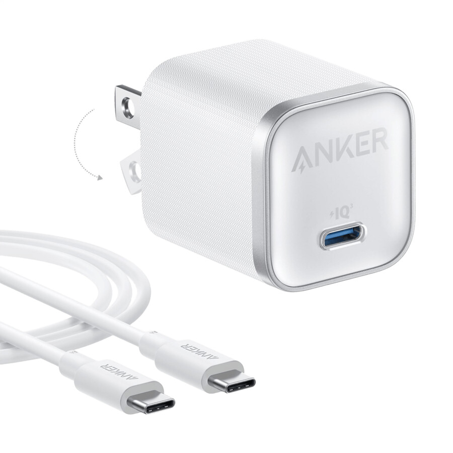 anker nano reisadapter 5-in-1 20w 1 stuk en anker nano oplader 45w met usb-c naar usb-c kabel