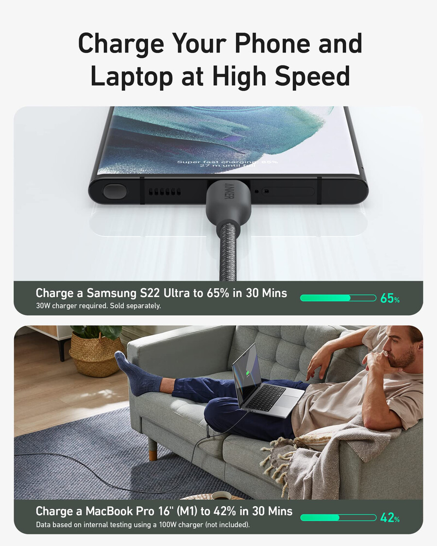 anker 543 usb-c naar usb-c kabel 240w 3 meter