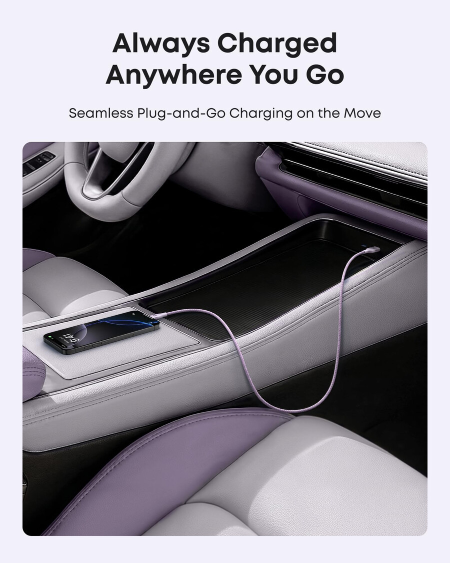 anker usb-a naar usb-c kabel gerecycled gevlochten 2 stuks paars