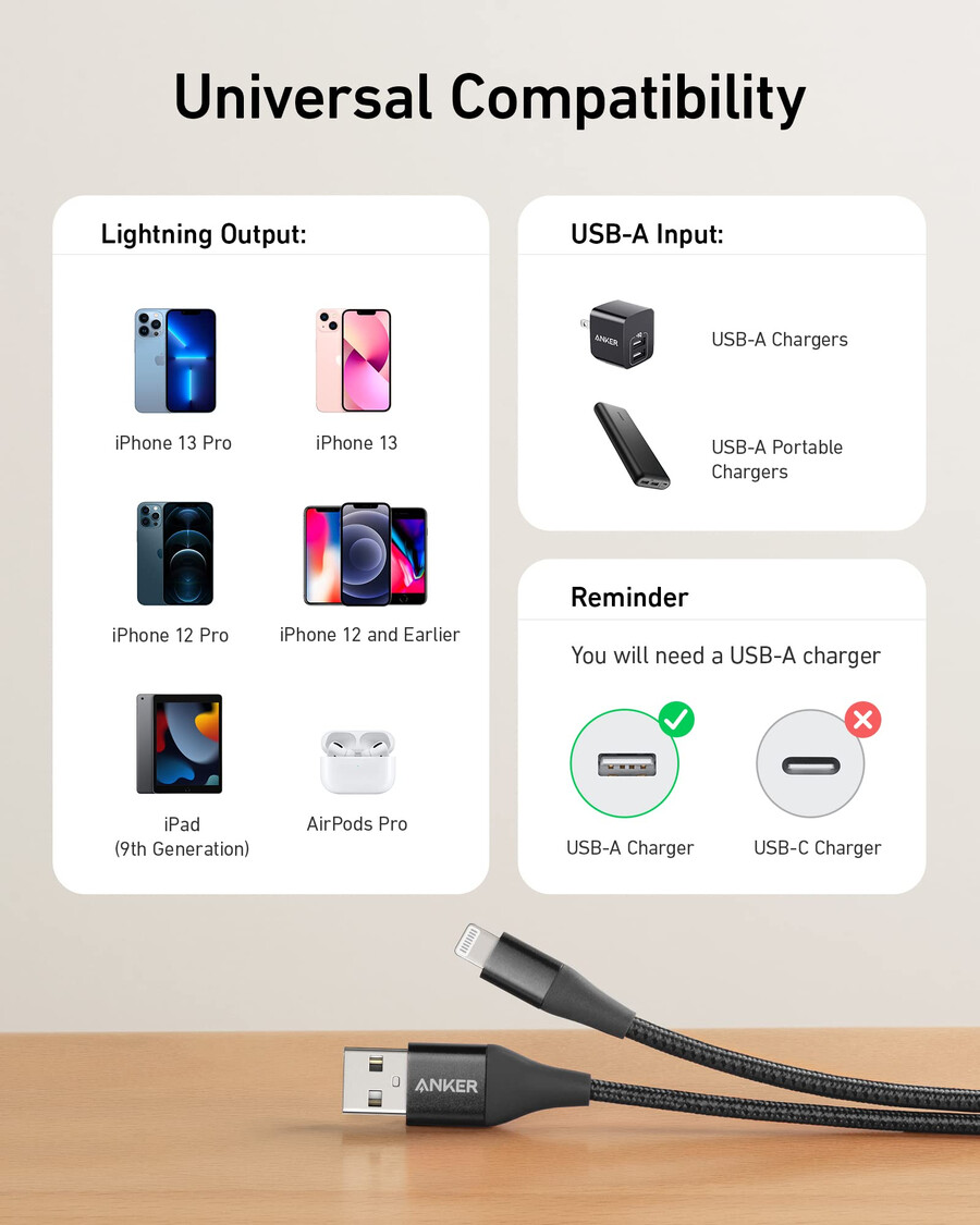 anker 551 usb-a naar lightning-kabel 90 cm 180 cm 3 meter