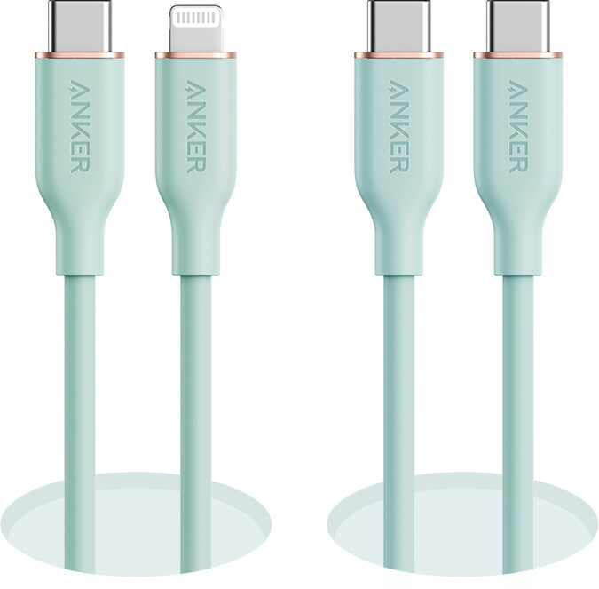 anker 643 usb-c naar usb-c kabel flow siliconen 240w 2-pack middernachtzwart