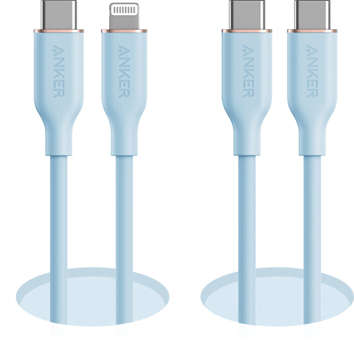 anker 643 usb-c naar usb-c kabel flow siliconen 240w 2-pack middernachtzwart