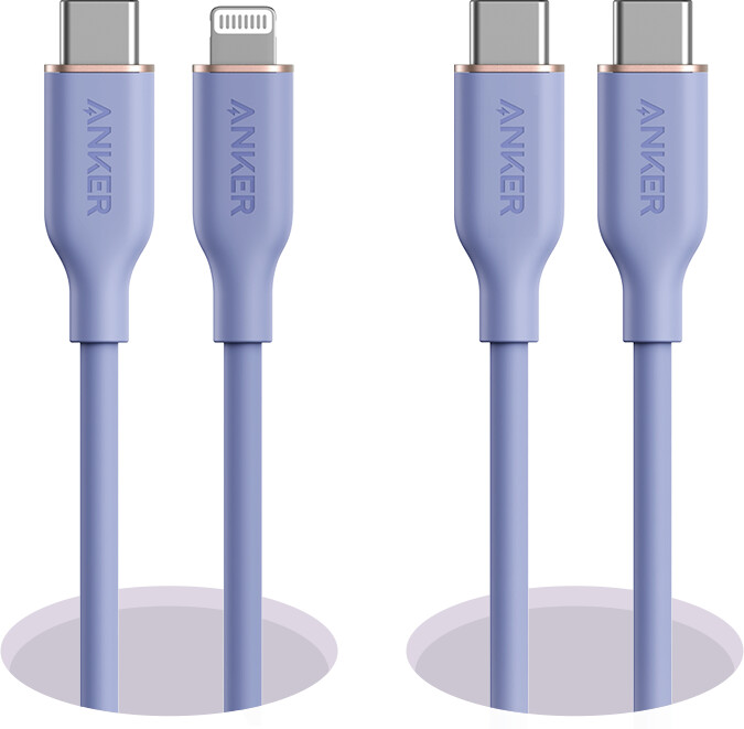 anker 643 usb-c naar usb-c kabel flow siliconen 240w 2-pack middernachtzwart