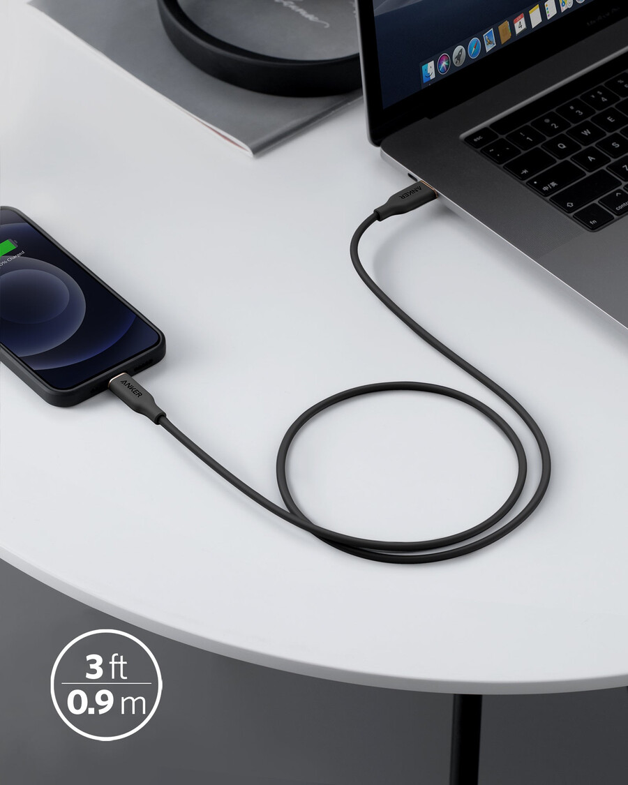 anker 641 usb-c naar lightning-kabel flow 90 cm siliconen