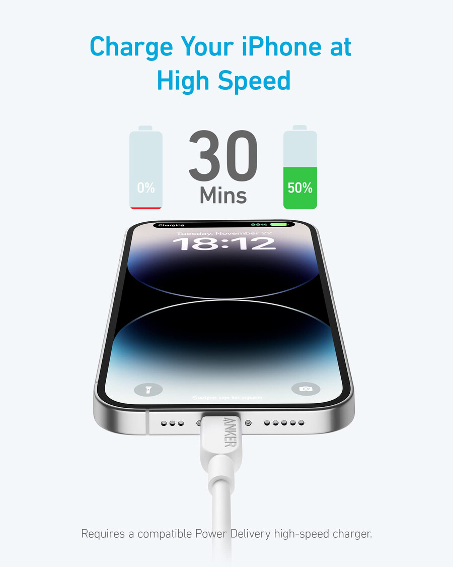 anker 310 usb-c naar lightning-kabel 18 meter 2 stuks