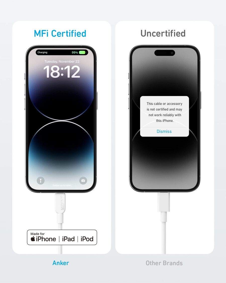 anker 310 usb-c naar lightning-kabel 18 meter 2 stuks