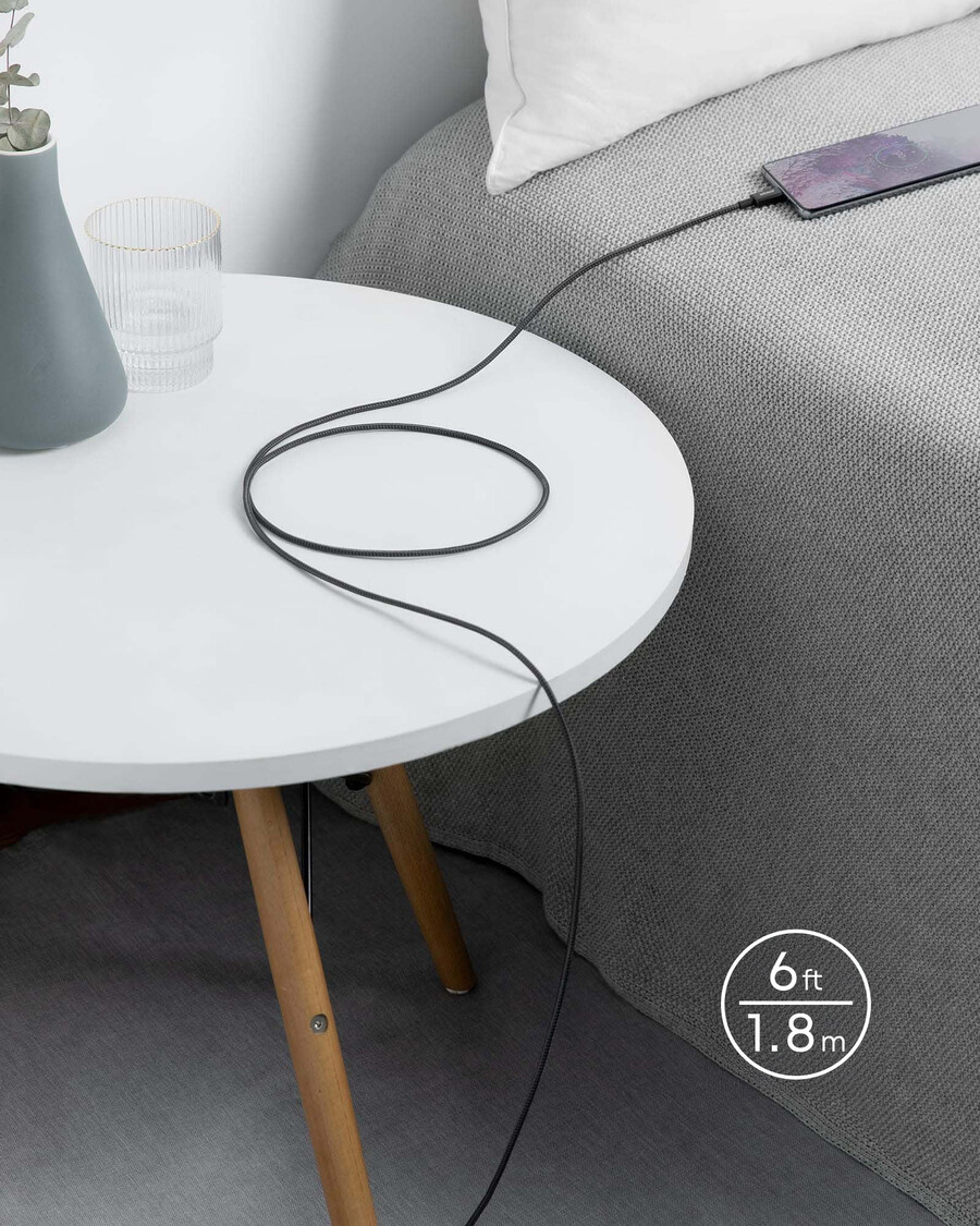set van 2 anker nieuwe nylon usb-c naar usb-c kabels 90 cm 180 cm 60w