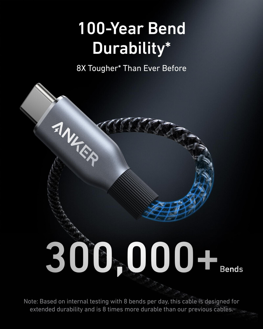anker prime-oplader 100w 3 poorten gan en anker prime usb-c naar usb-c-kabel 240w gerecycled gevlochten