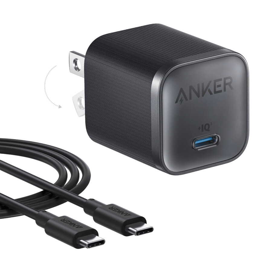 anker nano-oplader 45w met usb-c naar usb-c-kabel en anker usb-c naar usb-c-kabel 18 meter 240w gevlochten gerecycled materiaal