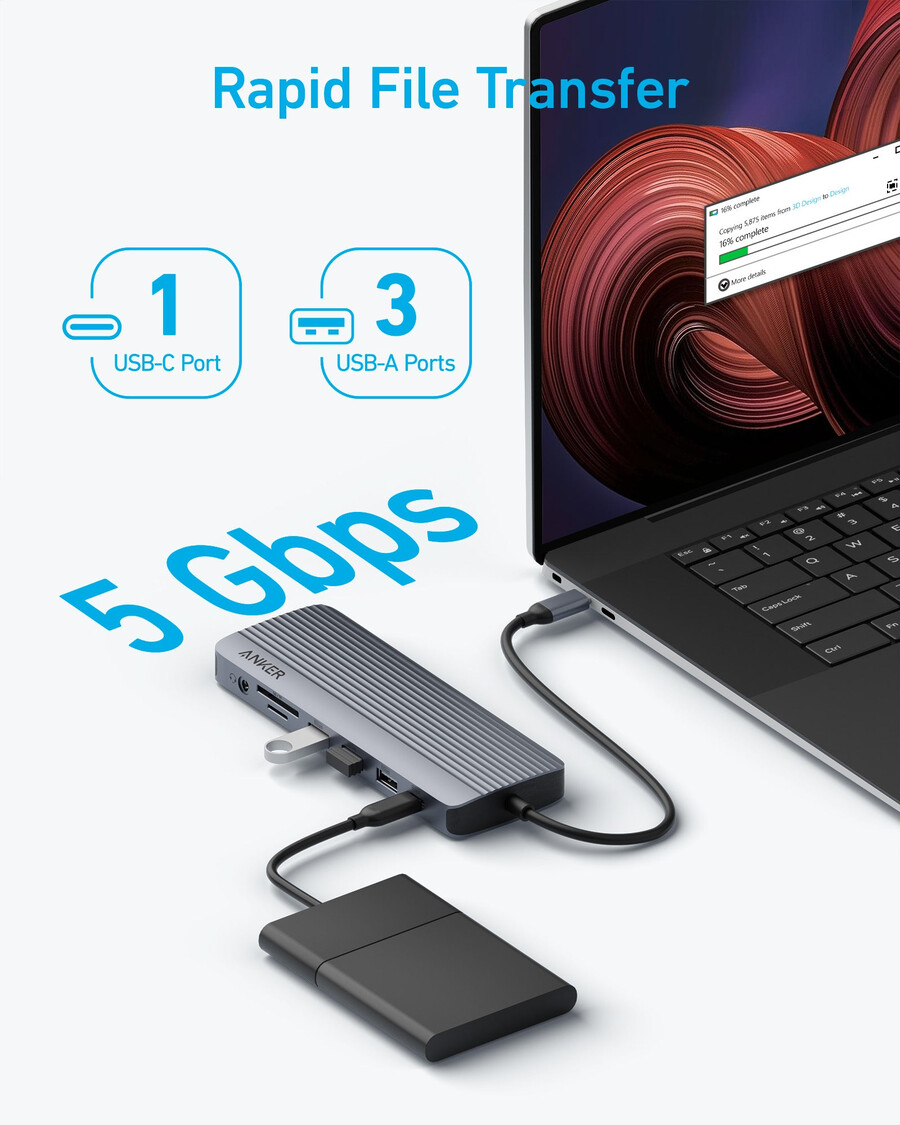 anker usb-c hub 14-in-1 drie beeldschermen