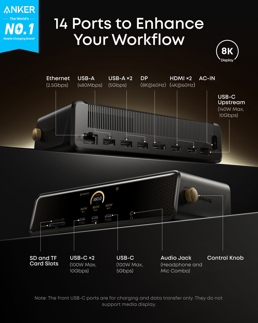anker × black myth wukong-editie anker prime dockingstation 14-in-1 drie schermen displaylink met dl7400