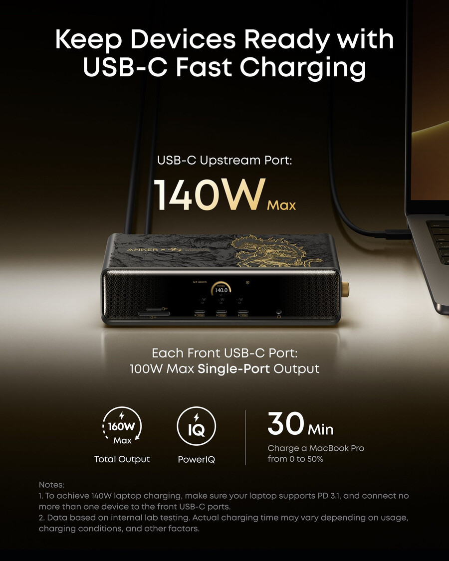 anker × black myth wukong-editie anker prime dockingstation 14-in-1 drie schermen displaylink met dl7400
