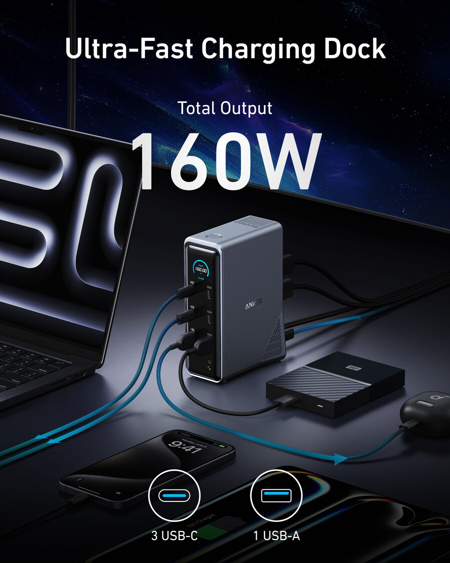 anker prime oplaaddockingstation 14-in-1 dubbel scherm 160w