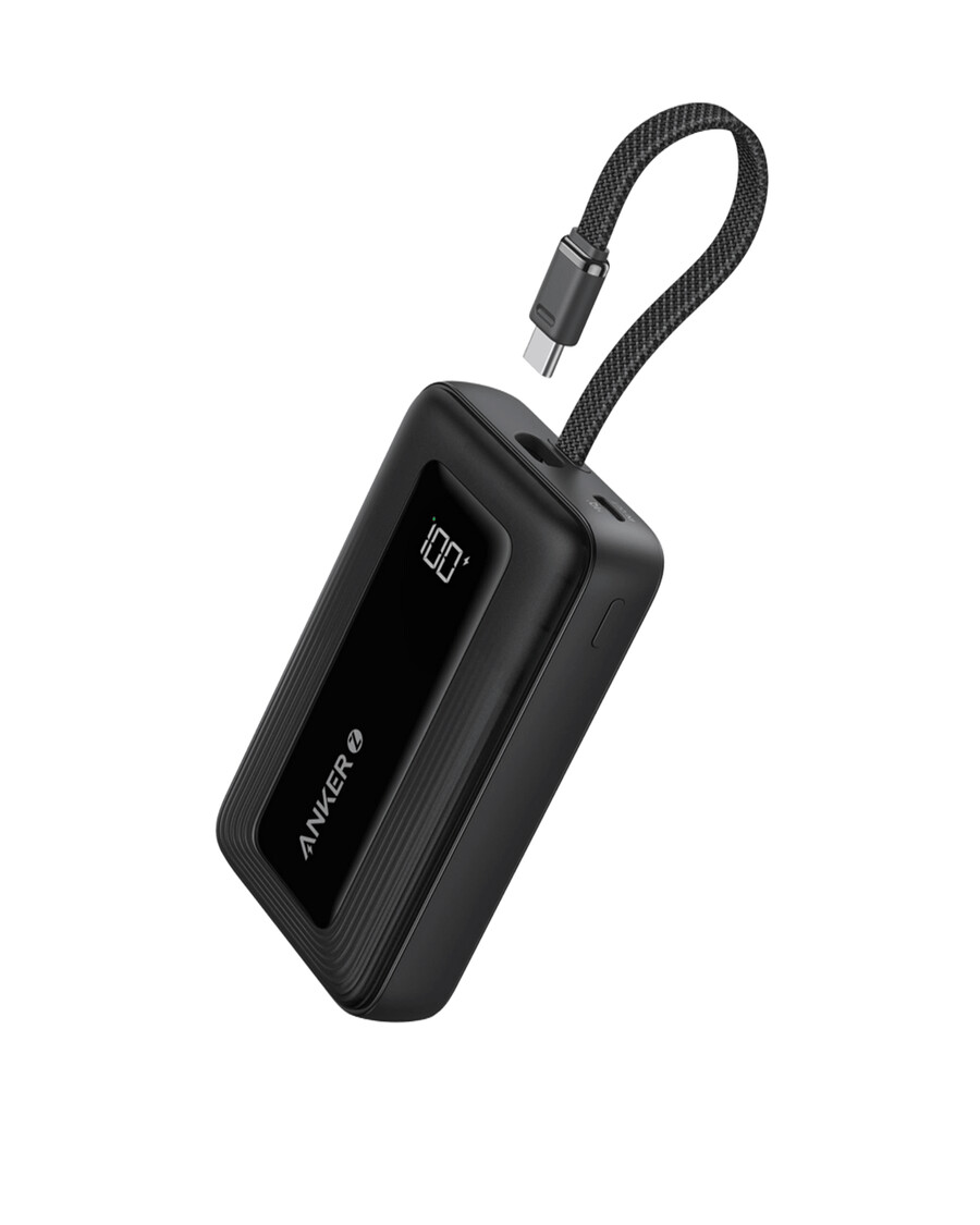 anker zolo power bank 10k 30w met een ingebouwde usb-c-kabel van 137 cm.