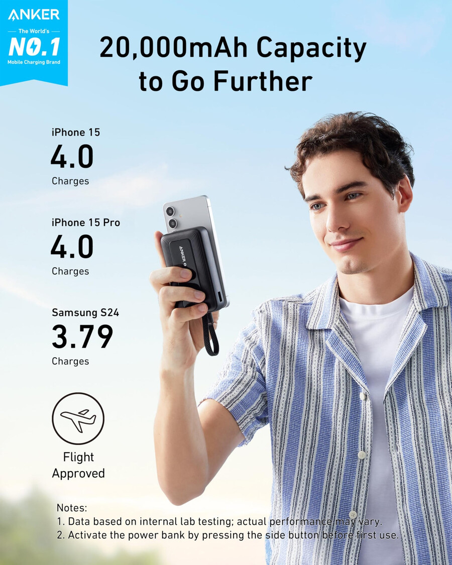anker zolo power bank 10k 30w met een ingebouwde usb-c-kabel van 137 cm.