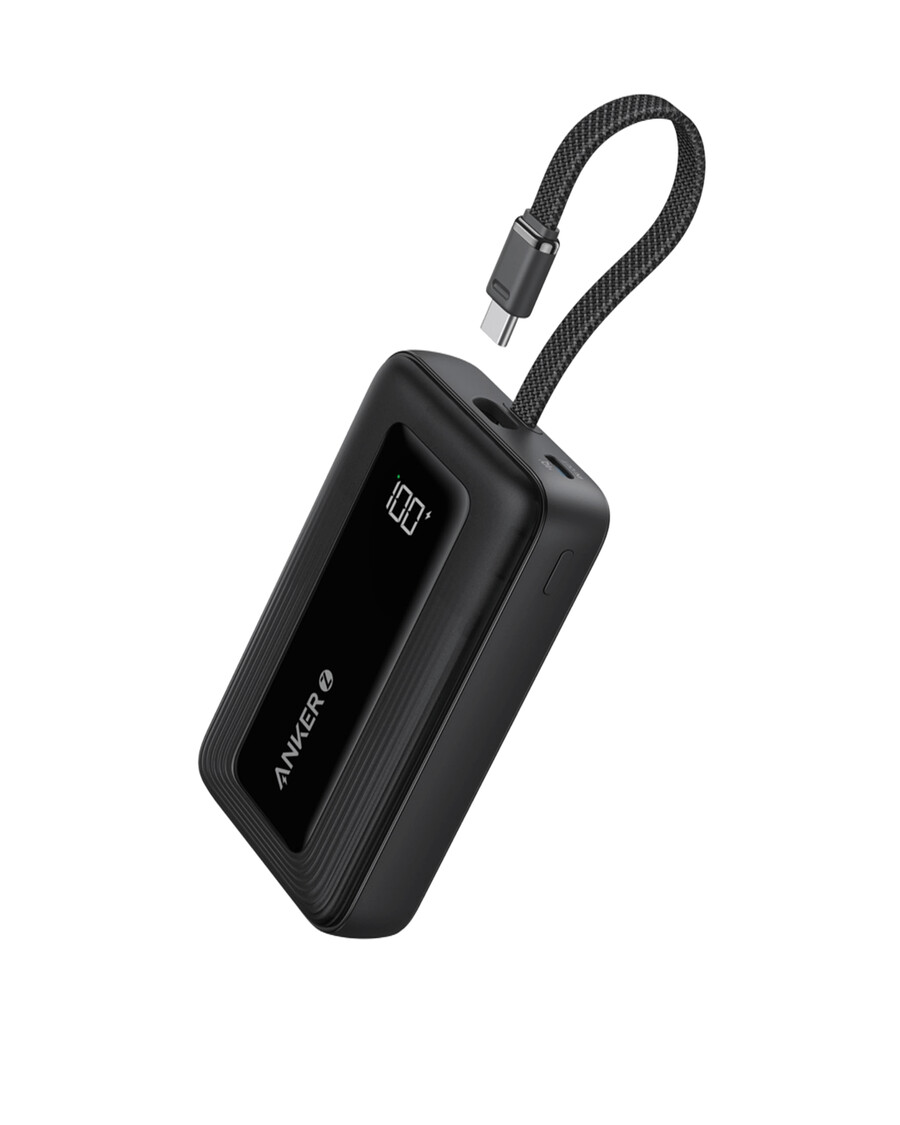 anker zolo power bank 10k 30w met een ingebouwde usb-c-kabel van 137 cm.