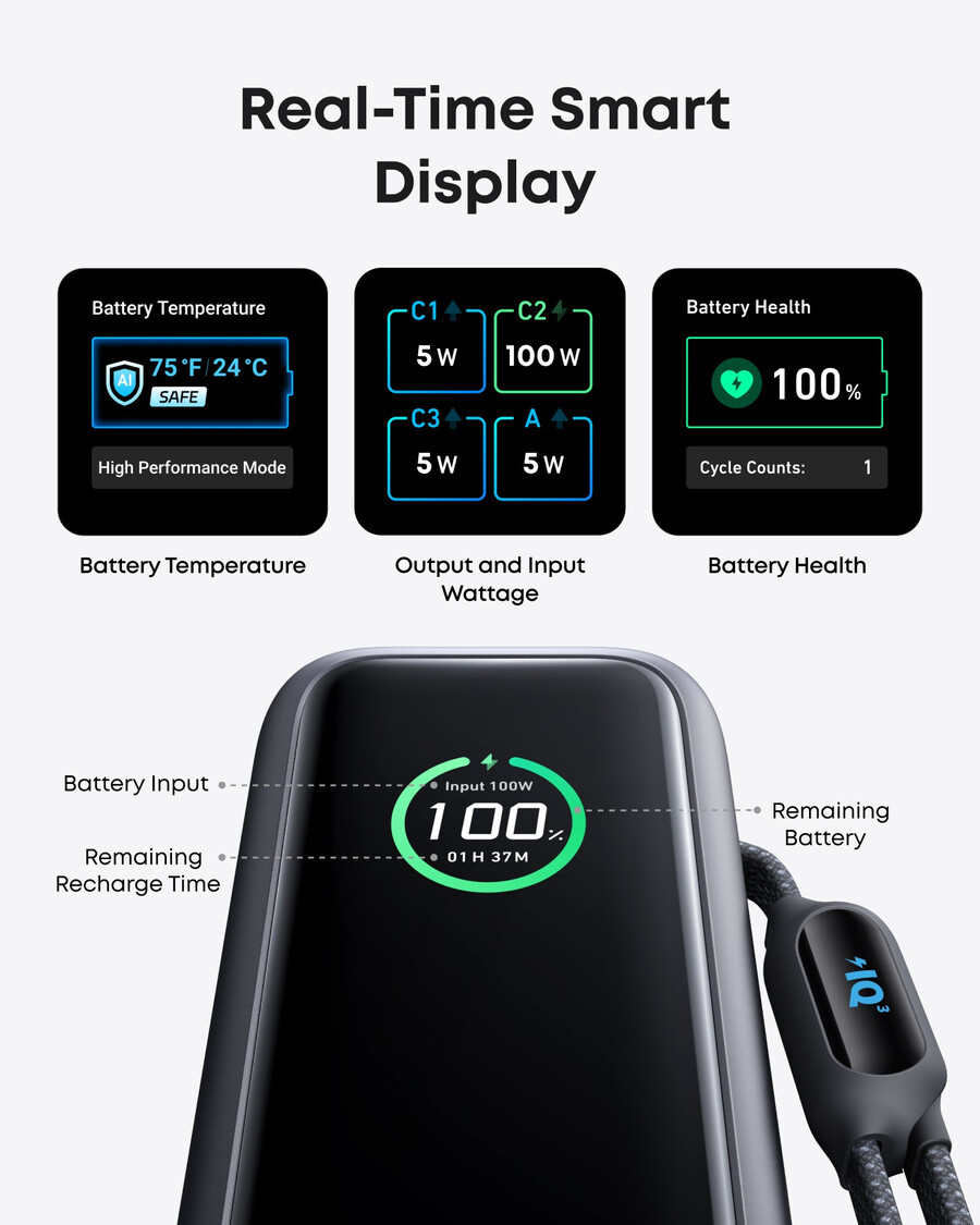 anker laptop powerbank 25 kb 165 w ingebouwde en intrekbare kabels