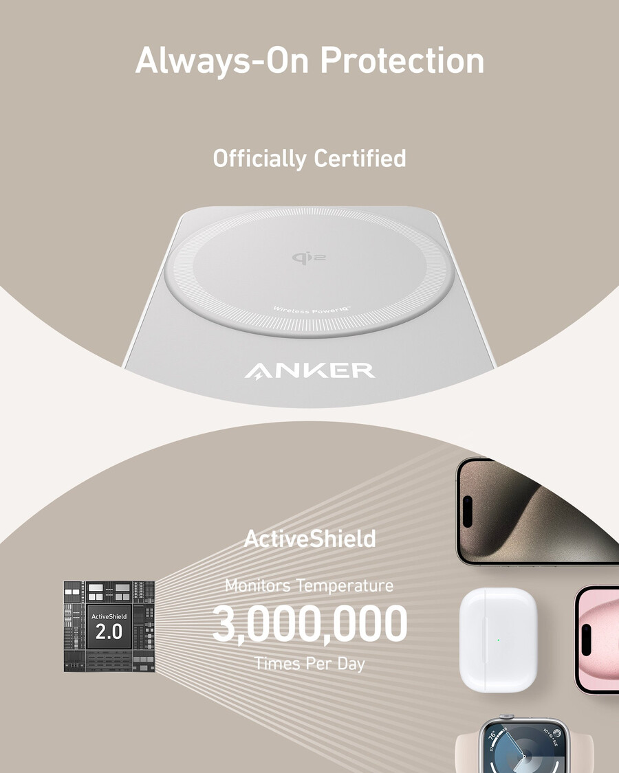 anker maggo draadloos laadstation opvouwbaar 3-in-1 en anker nano reisadapter 5-in-1 20w 1 stuk