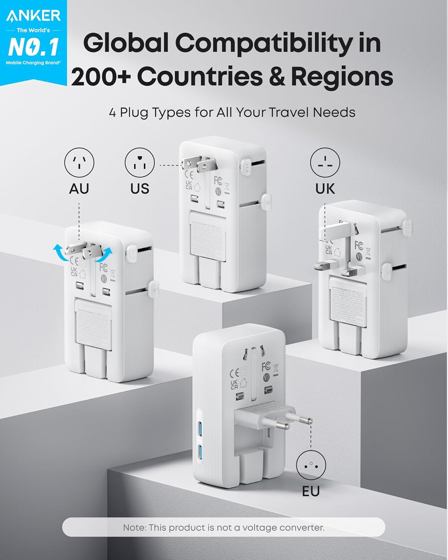 anker maggo draadloos laadstation 3-in-1 opvouwbaar kussen en anker nano reisadapter 5-in-1 20w 1 stuk
