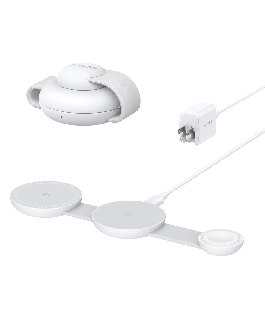anker maggo draadloos laadstation 3-in-1 opvouwbaar kussen en anker nano reisadapter 5-in-1 20w 1 stuk