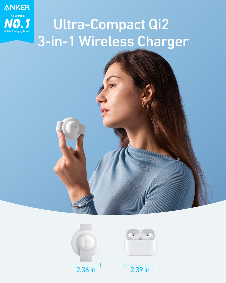 anker maggo draadloos laadstation 3-in-1 opvouwbaar kussen en anker nano reisadapter 5-in-1 20w 1 stuk